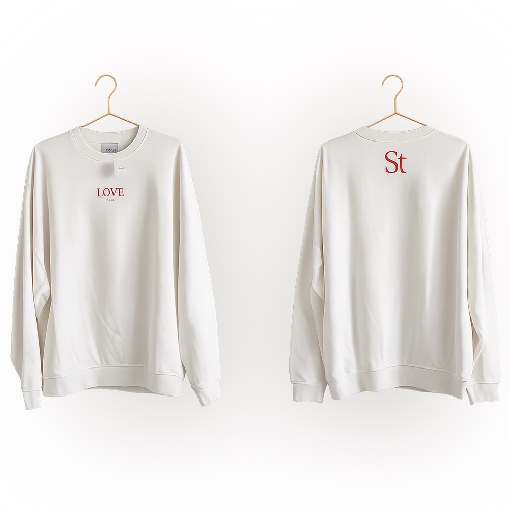 Seint White Love Print Women’s Sweater